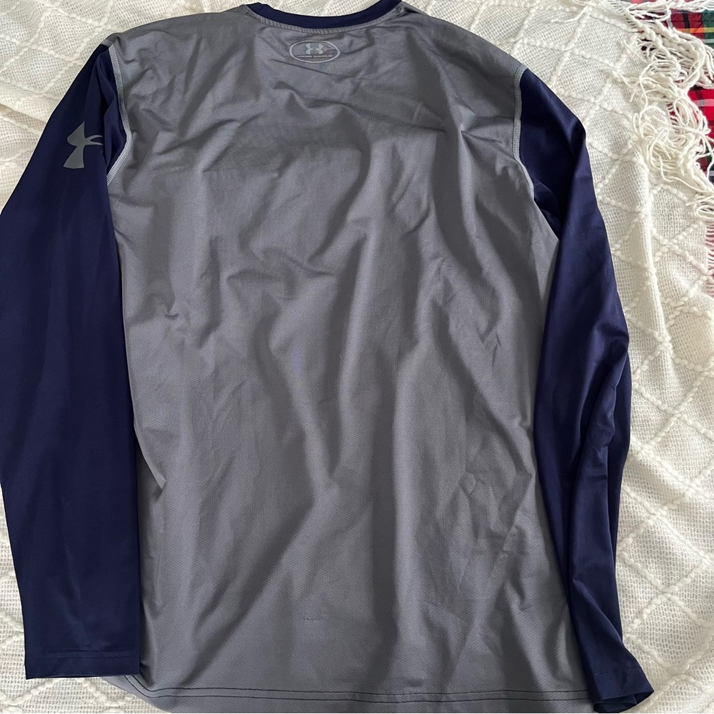 Under Armour NOTRE DAME Navy and Gray Long Sleeve Shirt SZ XL - Picture 3 of 5